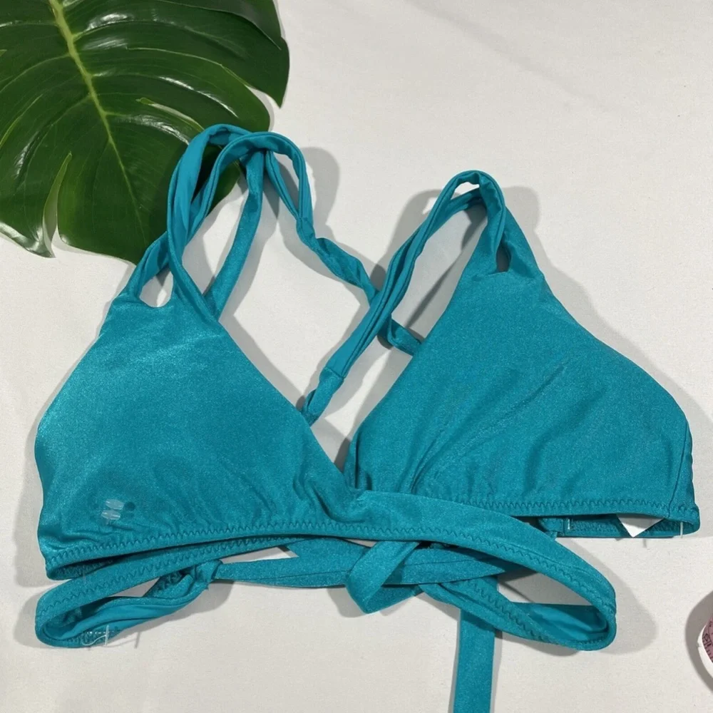 NEW $68 Becca‎ Shimmer Wrap Bikini Top In Arcadia [ SZ Large ]